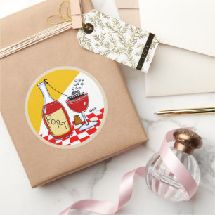 Funny Port Wine Lover Cartoon Classic Round Sticker