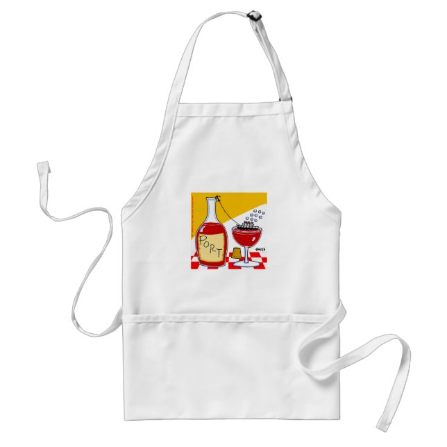 Funny Port Wine Lovers Clever Witty Cartoon Standard Apron (Front)