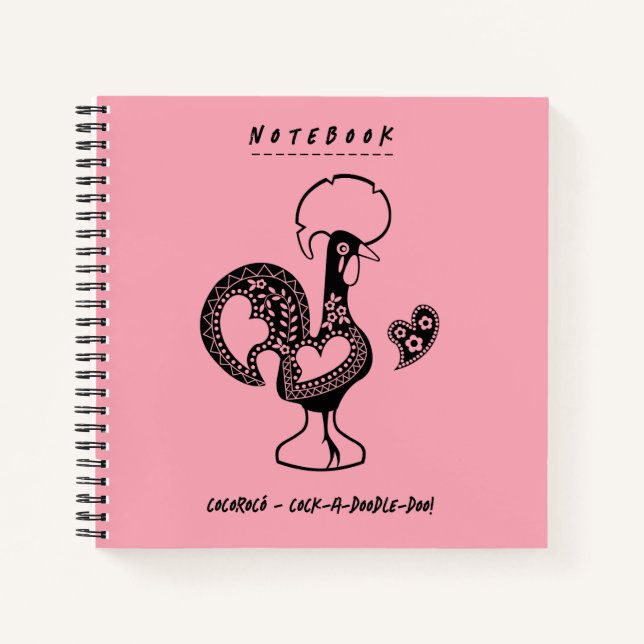 Funny Portuguese Rooster Modern Silhouette Notebook (Front)