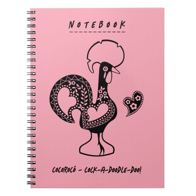 Funny Portuguese Rooster Modern Silhouette Notebook (Front)