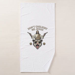 Funny Possum Jesus Vintage Engraving Shirt Design_ Bath Towel