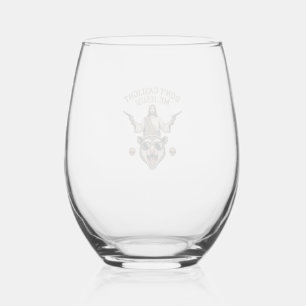 Funny Possum Jesus Vintage Engraving Shirt Design_ Stemless Wine Glass