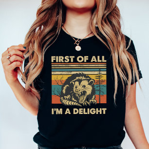 Funny Possum Retro Forest; “I’m a Delight” Summer  T-Shirt