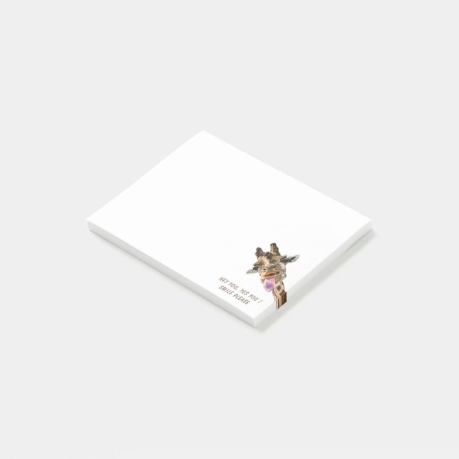 Funny Post it Notes Playful Giraffe - Custom Text (Angled)