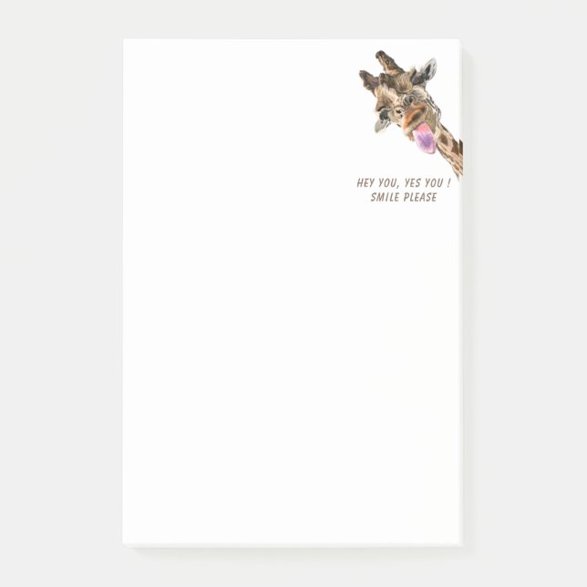 Funny Post-it® Notes Playful Giraffe - Custom Text (Front)