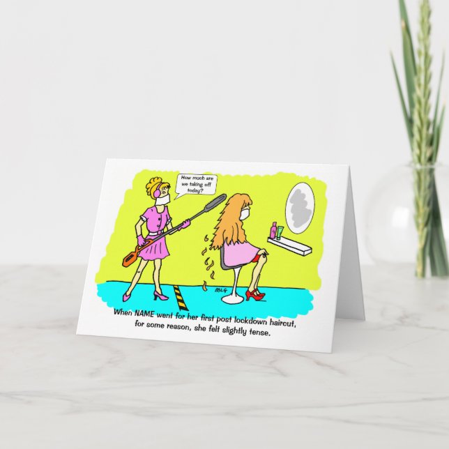 Funny Post Lockdown Tense Haircut Female Birthday Card (Front)