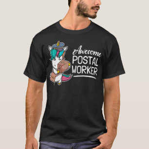 Funny Postal Worker Mailman I Awesome Unicorn T-Shirt