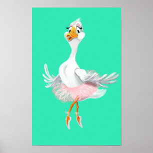 Funny Poster with Ballerina Duck - Painting