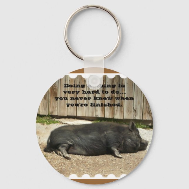 Funny Pot Bellied Pig Keychain (Front)