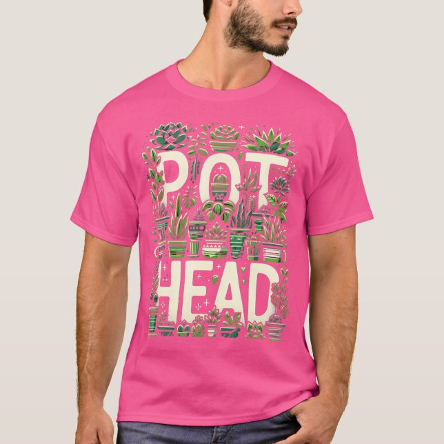 Funny Pot Plants Head Cute Funny Succulent Garden  T-Shirt (Front)