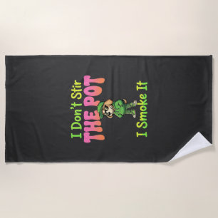 Funny Pot Smoking Dog Stoner Beach Towel