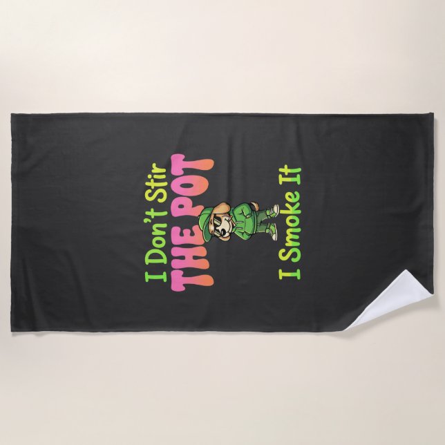 Funny Pot Smoking Dog Stoner Beach Towel (Front)