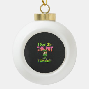 Funny Pot Smoking Dog Stoner Ceramic Ball Christmas Ornament