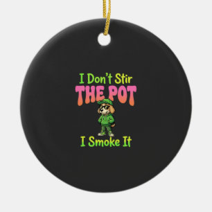 Funny Pot Smoking Dog Stoner Ceramic Tree Decoration
