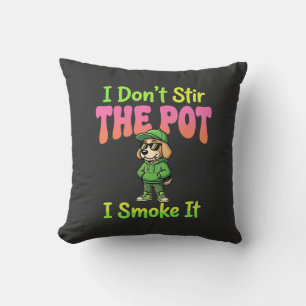 Funny Pot Smoking Dog Stoner Cushion
