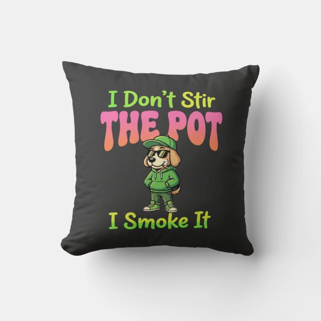 Funny Pot Smoking Dog Stoner Cushion (Front)