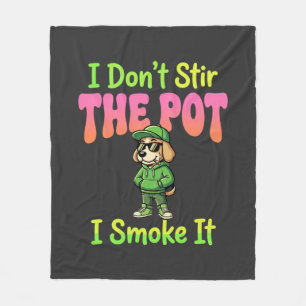 Funny Pot Smoking Dog Stoner Fleece Blanket