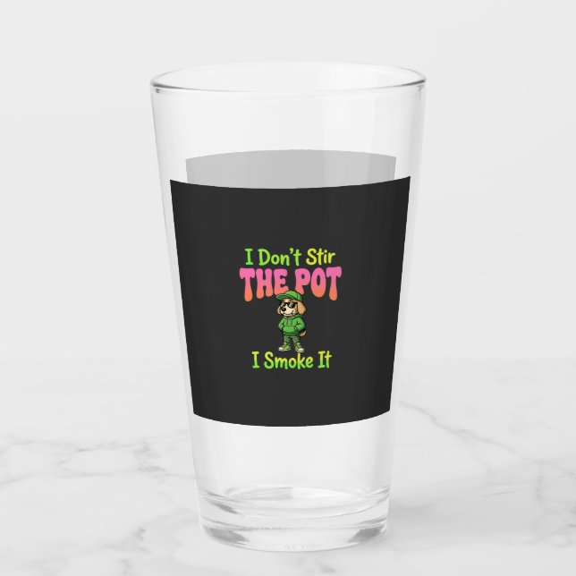 Funny Pot Smoking Dog Stoner Glass (Front)