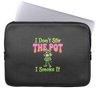 Funny Pot Smoking Dog Stoner Laptop Sleeve