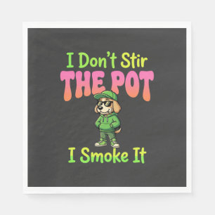 Funny Pot Smoking Dog Stoner Napkin