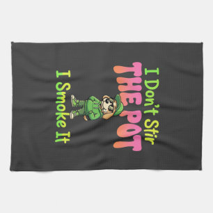 Funny Pot Smoking Dog Stoner Tea Towel