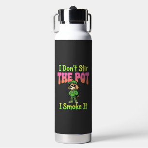 Funny Pot Smoking Dog Stoner Water Bottle