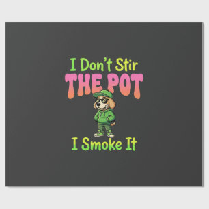 Funny Pot Smoking Dog Stoner Wrapping Paper