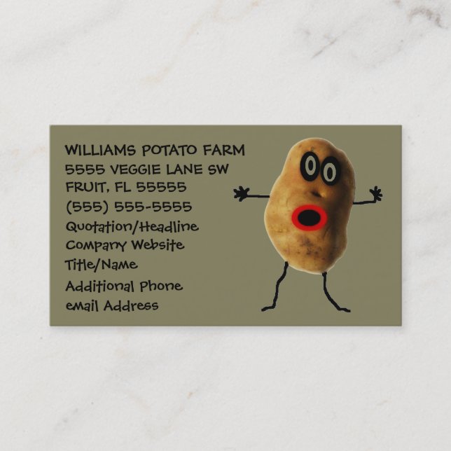 Funny Potato Farmer Advertising Business Card (Front)