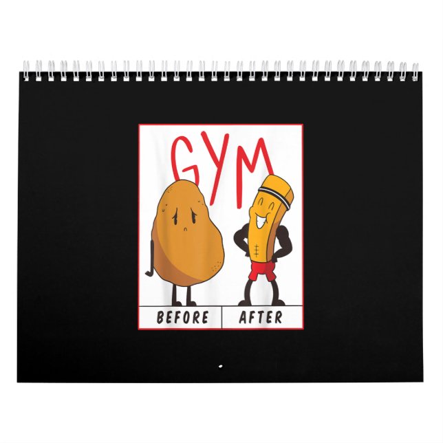 Funny Potato Gym Before After Workout Gift Fitness Calendar (Cover)