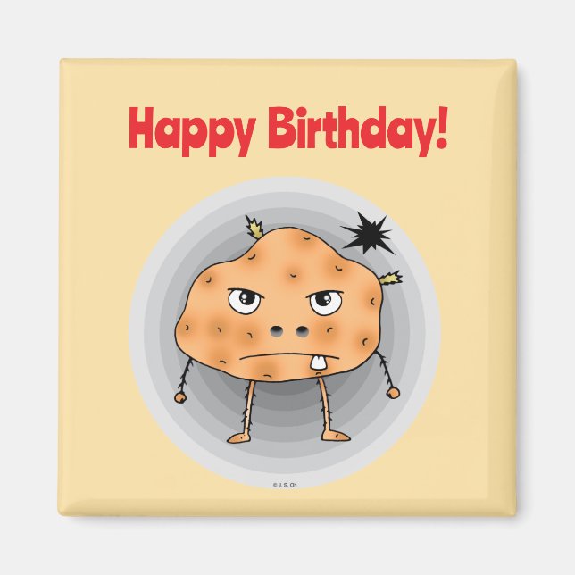 Funny Potato Happy Birthday Face Magnet (Front)