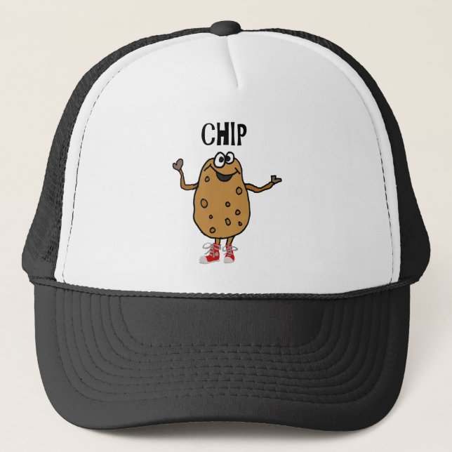 Funny Potato Named Chip Cartoon Trucker Hat (Front)