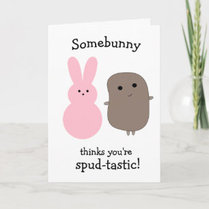 Funny Potato Pink Bunny Easter Card