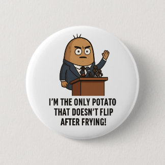 "Funny Potato Press Conference – Political Humour 6 Cm Round Badge
