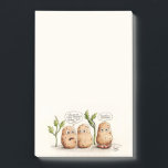 Funny Potatoe Pun Post-it Notes<br><div class="desc">Funny Pun about Potatoes. A drawing of three potatoes. The first asking: Why are we called potatoes? We don't have toes. The 3rd one has big feet with big toes and says: Speak for yourselves. Lime green background border. Fun and Cute brown potatoes hanging out in the garden. Cartoon Drawing...</div>