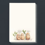 Funny Potatoe Pun Post-it Notes<br><div class="desc">Funny Pun about Potatoes. A drawing of three potatoes. The first asking: Why are we called potatoes? We don't have toes. The 3rd one has big feet with big toes and says: Speak for yourselves. Lime green background border. Fun and Cute brown potatoes hanging out in the garden. Cartoon Drawing...</div>