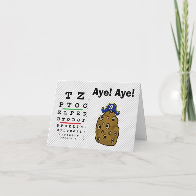 Funny Potatoe Taking Eye Exam Greeting Card (Front)