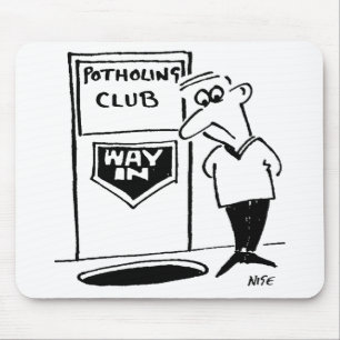 Funny Potholing Club Entrance in the Floor Cartoon Mouse Mat
