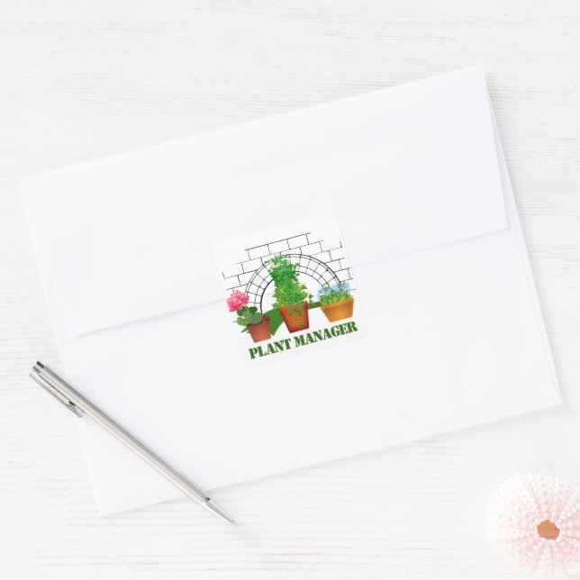 Funny Potted Flowers Plant Manager Personalised St Square Sticker (Envelope)
