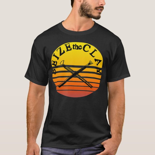 Funny Pottery Pun Seize the Clay Retro Sun T-Shirt (Front)