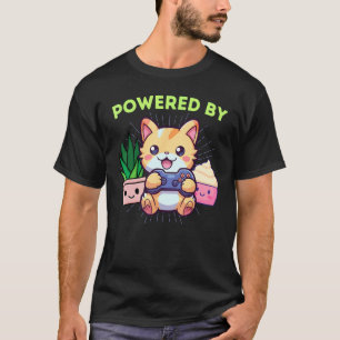 Funny Powered By Cats Cupcakes Plants Video Games  T-Shirt