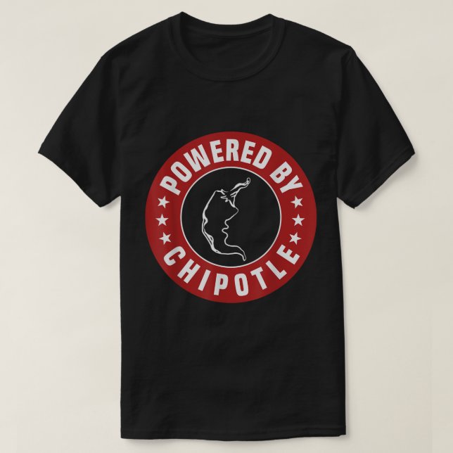 Funny Powered By Chipotle Design Chilli Pepper  T-Shirt (Design Front)