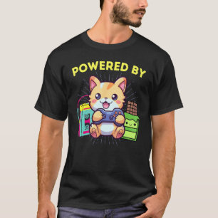Funny Powered By Gamer Cat Chocolate & The 80s T-Shirt