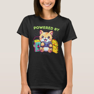 Funny Powered By Gaming Cats Tacos The 80s Gamer T-Shirt