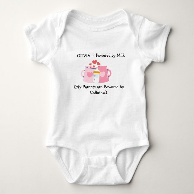 Funny Powered by Milk Custom Baby Name Bodysuit (Front)