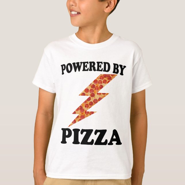 Funny Powered By Pizza Cool Pizza      T-Shirt (Front)