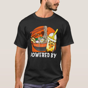 Funny Powered By Ramen Bubble Tea Cute Anime Kawai T-Shirt