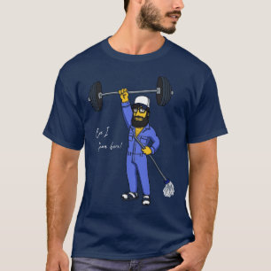 Funny Powerlifter, Can I Clean Here? Funny Gym Pra T-Shirt