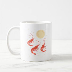 Funny Prawn Howling at the Moon Shrimp Lovers Coffee Mug