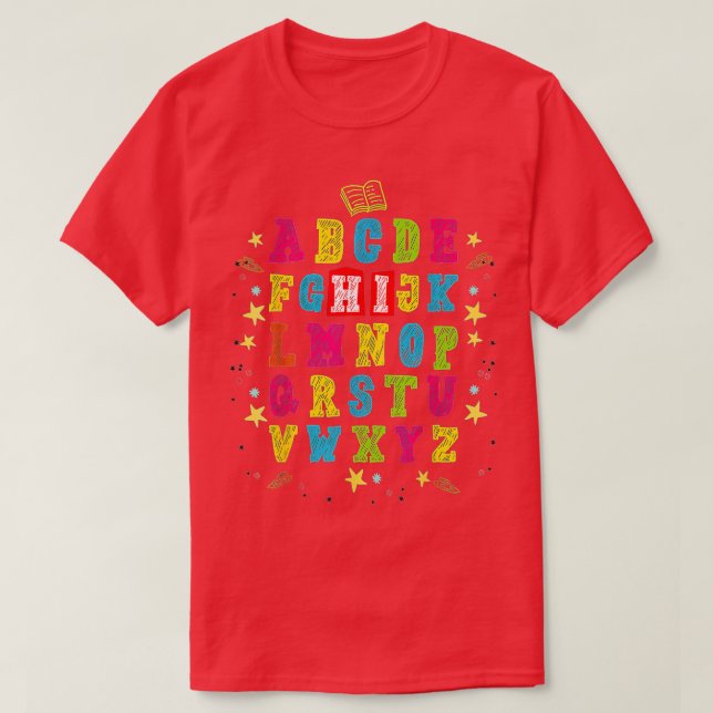 Funny Pre K Kindergarten Hi Alphabet Back To Schoo T-Shirt (Design Front)
