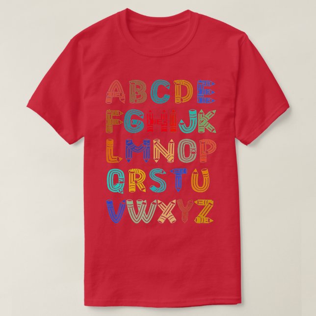 Funny Pre K Kindergarten Hi Alphabet Back To Schoo T-Shirt (Design Front)